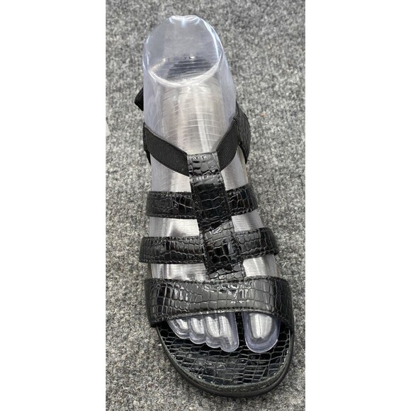 SAS Allegro Comfort Sandal Size 6 M | Black Croc Leather Strappy Heel Shoe - Picture 2 of 14